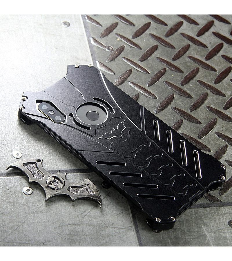 R-Just Batman Shockproof Aluminum Shell Metal Case with Custom Batarang Stent for Xiaomi Mi MIX 2S