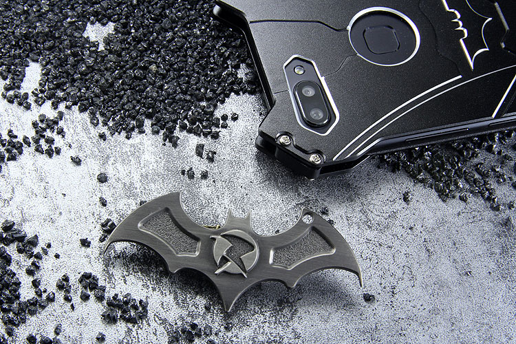 R-Just Batman Shockproof Aluminum Shell Metal Case with Custom Batarang Stent for vivo X20