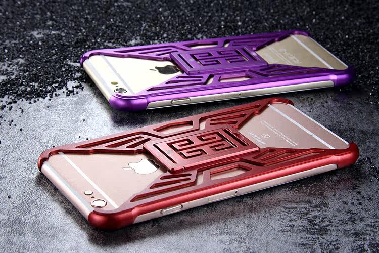 iy Metror Butterfly Aluminum Shell Shockproof Aerospace Metal Case Cover with Kickstand for iPhone 6S Plus & iPhone 6S