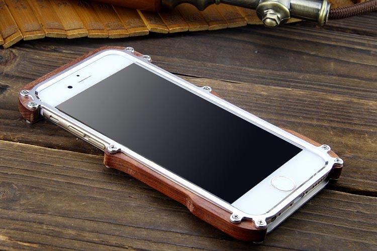 R-Just Light Slim Timber Aluminum Metal Wood Bumper Case Cover for Apple iPhone 6S Plus/6 Plus & iPhone 6S/6