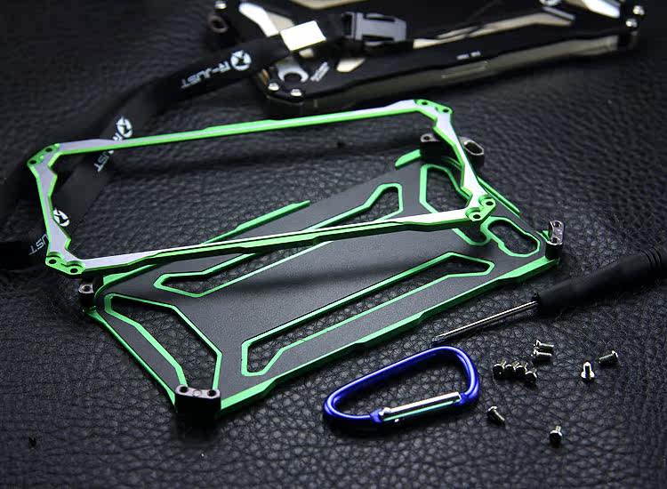 R-JUST GUNDAM Aerospace Aluminum Contrast Color Shockproof Metal Shell Outdoor Protection Protective Case for Apple iPhone SE/5S/5C/5