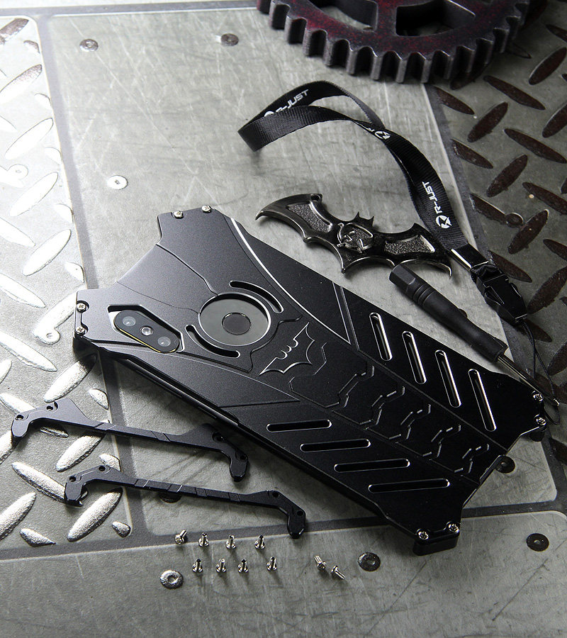 R-Just Batman Shockproof Aluminum Shell Metal Case with Custom Batarang Stent for Xiaomi Mi MIX 2S