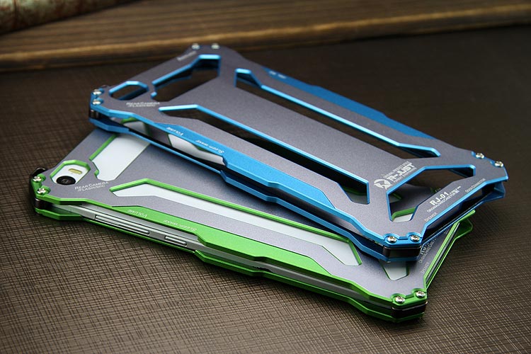 R-JUST GUNDAM Aerospace Aluminum Contrast Color Shockproof Metal Shell Outdoor Protection Case for Xiaomi Mi Note