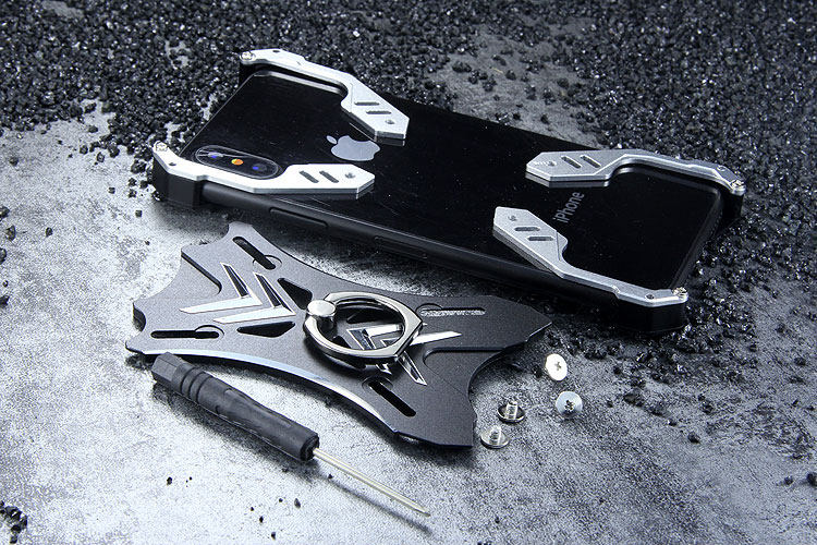 R-Just Soul Calibur Blade Master Ring Holder Shockproof Aerospace Aluminum Metal Shell Case Cover for Apple iPhone X