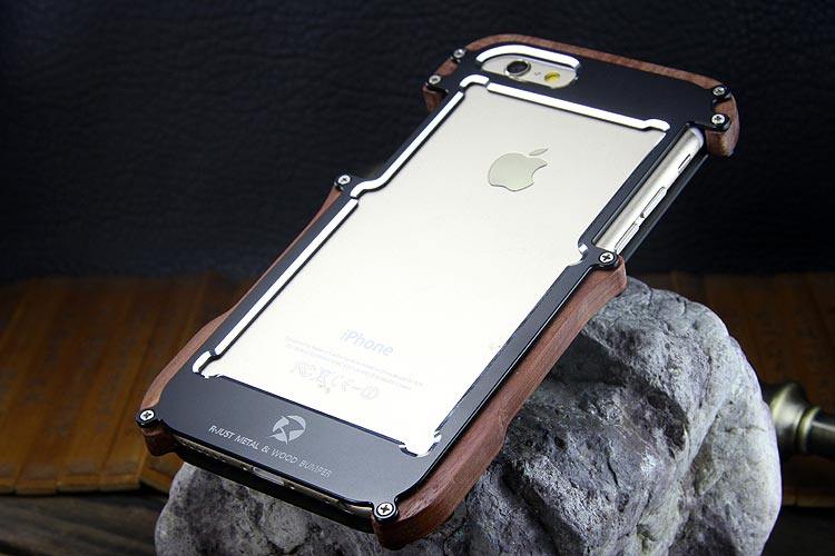 R-Just Light Slim Timber Aluminum Metal Wood Bumper Case Cover for Apple iPhone 6S Plus/6 Plus & iPhone 6S/6