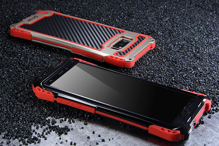 R-Just Amira Heavy Duty Dirtproof Shockproof Rainproof Aluminum Metal Bumper Carbon Fiber Back Cover Case for Samsung Galaxy Note 8