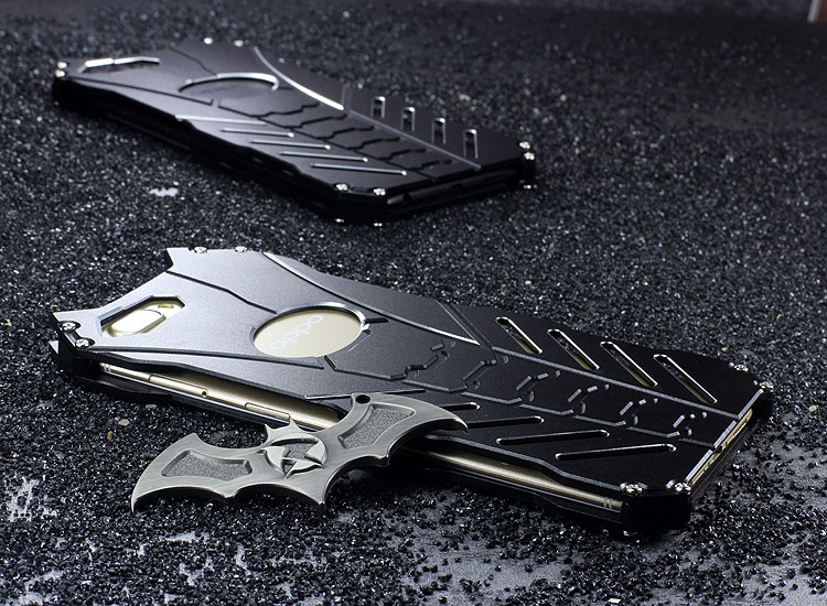 R-Just Batman Shockproof Aluminum Shell Metal Case with Custom Stent for OPPO R11 Plus & OPPO R11