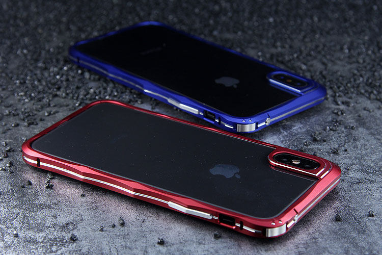 iMatch Slim Light Aluminum Metal Shockproof Bumper Case with Kickstand for Apple iPhone X