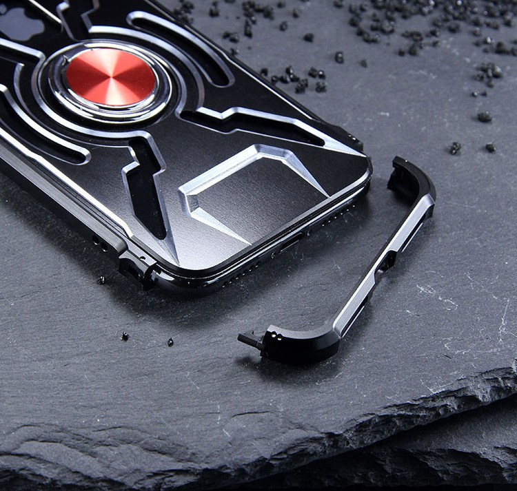 WK Iron Man Military Grade Shockproof Screw-less Metal Case w/ Ring Holder for Apple iPhone X