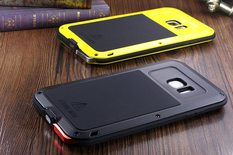 LOVE MEI Powerful Water Resistant Shockproof luminum Metal Gorilla Glass Heavy Duty Case Cover for Samsung Galaxy S7 Edge