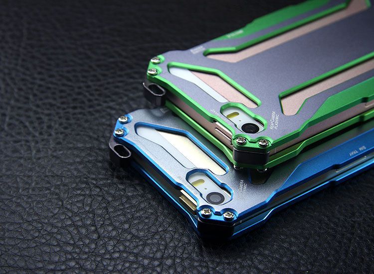 R-JUST GUNDAM Aerospace Aluminum Contrast Color Shockproof Metal Shell Outdoor Protection Protective Case for Apple iPhone SE/5S/5C/5