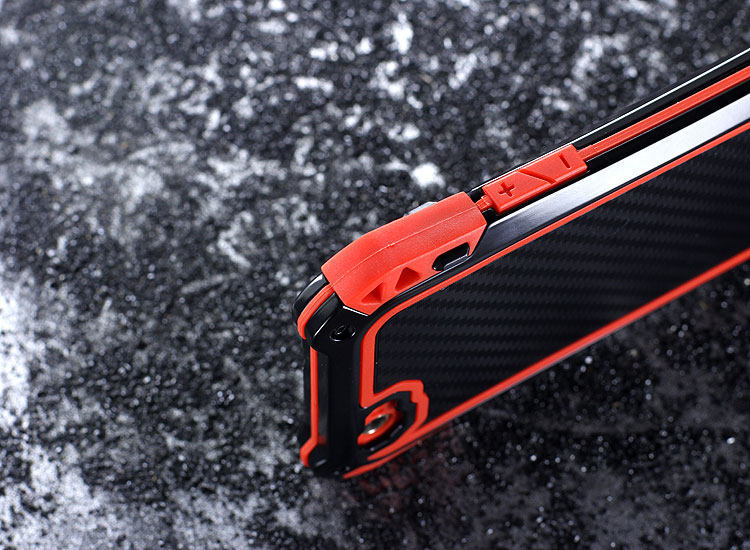 R-JUST Amira Heavy Duty Dirtproof Shockproof Rainproof Aluminum Metal Bumper Carbon Fiber Back Cover Case for Apple iPhone 6S/6 & iPhone 6S Plus/6 Plus & iPhone SE/5S/5