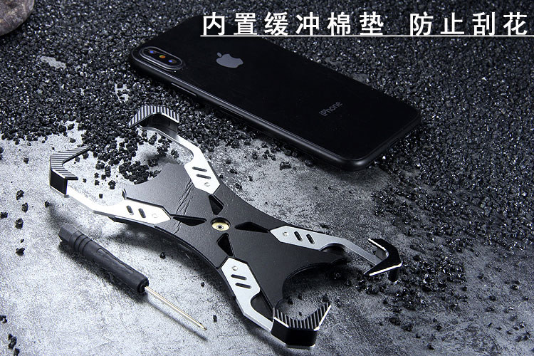 R-Just Soul Calibur Blade Master Ring Holder Shockproof Aerospace Aluminum Metal Shell Case Cover for Apple iPhone X
