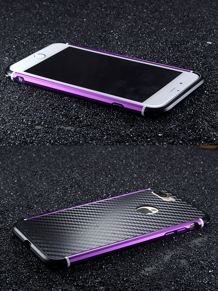 iy Rainbow Aluminum Metal Bumper Carbon Fiber Back Cover Case for Apple iPhone 7 Plus & iPhone 7