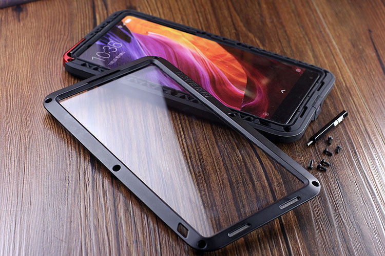 LOVE MEI Powerful Water Resistant Shockproof luminum Metal Gorilla Glass Heavy Duty Case Cover for Xiaomi Mi MIX
