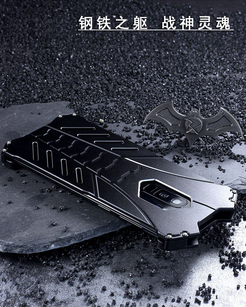 R-Just Batman Shockproof Aluminum Shell Metal Case with Custom Batarang Stent for Samsung Galaxy S9 Plus & Samsung Galaxy S9