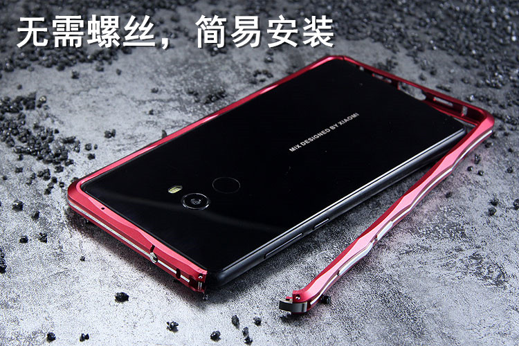 iMatch Slim Light Aluminum Metal Shockproof Bumper Case with Kickstand for Xiaomi Mi MIX 2