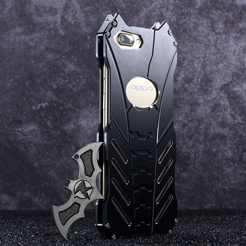 R-Just Batman Shockproof Aluminum Shell Metal Case with Custom Stent for OPPO R11 Plus & OPPO R11