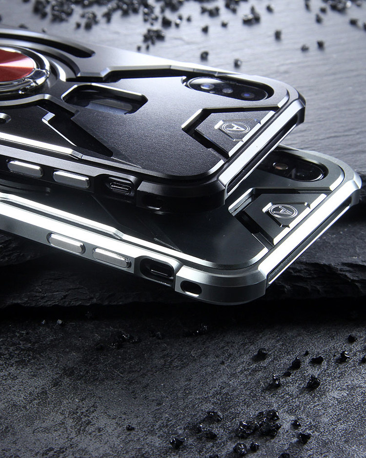 WK Iron Man Military Grade Shockproof Screw-less Metal Case w/ Ring Holder for Apple iPhone X