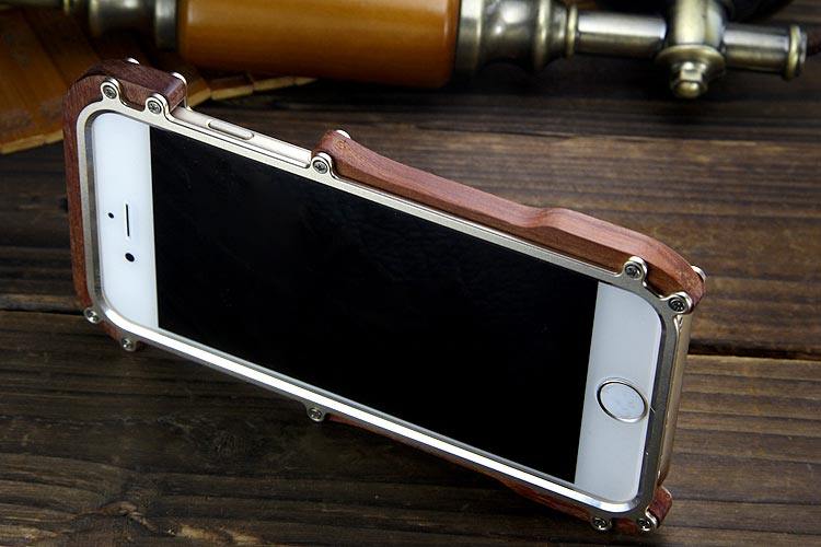 R-Just Light Slim Timber Aluminum Metal Wood Bumper Case Cover for Apple iPhone 6S Plus/6 Plus & iPhone 6S/6
