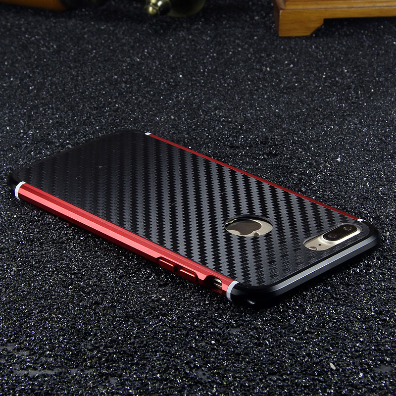 iy Rainbow Aluminum Metal Bumper Carbon Fiber Back Cover Case for Apple iPhone 7 Plus & iPhone 7