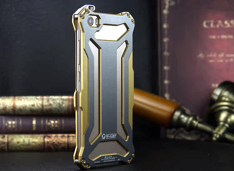 R-JUST GUNDAMAerospace Aluminum Contrast Color Shockproof Metal Shell Outdoor Protection Case for Xiaomi Mi 5