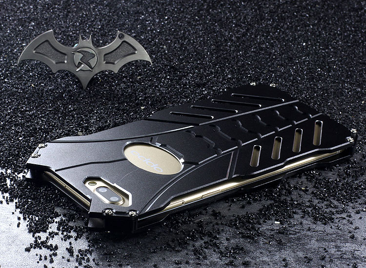 R-Just Batman Shockproof Aluminum Shell Metal Case with Custom Stent for OPPO R11 Plus & OPPO R11