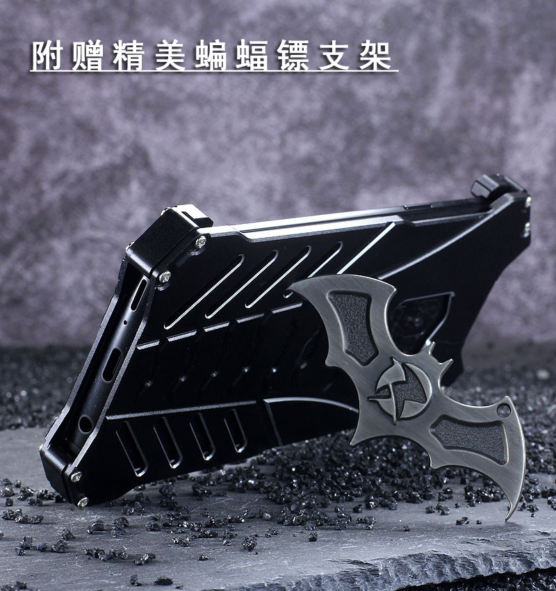 R-Just Batman Shockproof Aluminum Shell Metal Case with Custom Batarang Stent for Samsung Galaxy S9 Plus & Samsung Galaxy S9