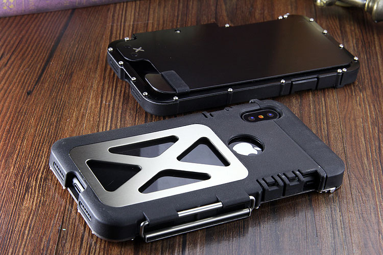 Armor King Iron Man Luxury Shockproof Stainless Steel Aluminum Metal Flip Case Cover for Apple iPhone X