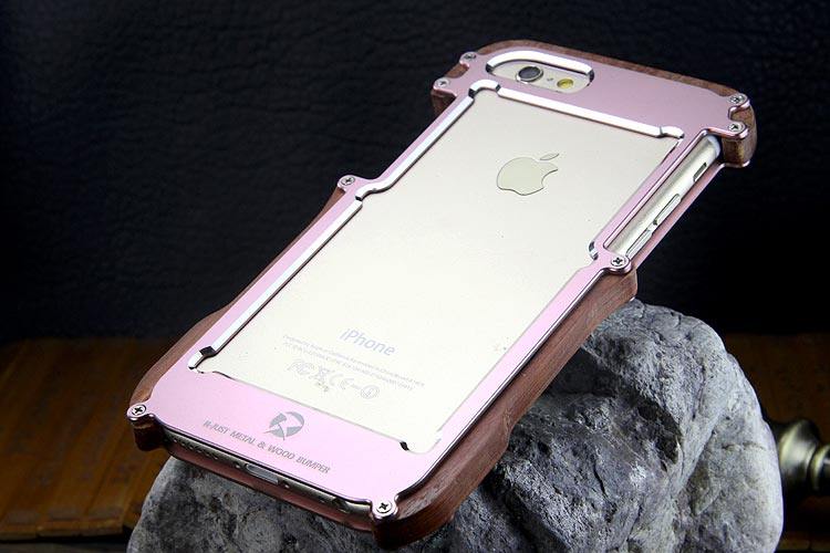 R-Just Light Slim Timber Aluminum Metal Wood Bumper Case Cover for Apple iPhone 6S Plus/6 Plus & iPhone 6S/6