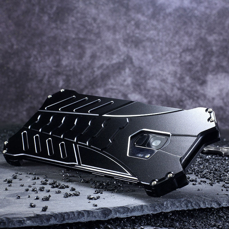 R-Just Batman Shockproof Aluminum Shell Metal Case with Custom Batarang Stent for Samsung Galaxy S9 Plus & Samsung Galaxy S9