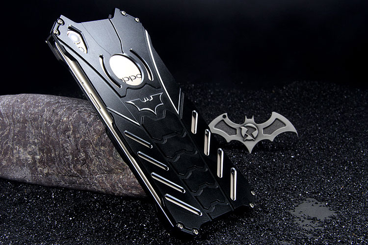 R-Just Batman Shockproof Aluminum Shell Metal Case with Custom Stent for OPPO R9 Plus & OPPO R9