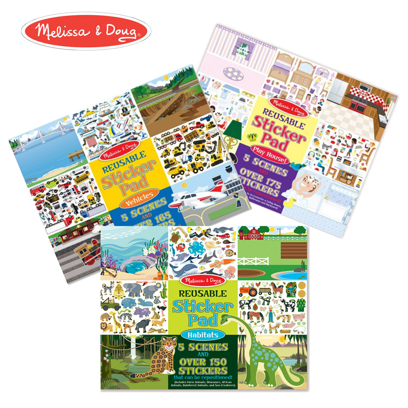American Melissa Doug can be repeatedly pasted with collage book series children post paper static repeatedly stickers-Taobao