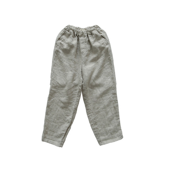 Qiji spring and autumn new children's clothing children's linen casual trousers boys and girls artistic style trousers solid color parent-child