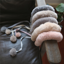 Qi Ji winter New girl rabbit hair collar real fur fur children long ribbon hair ball scarf thick warm
