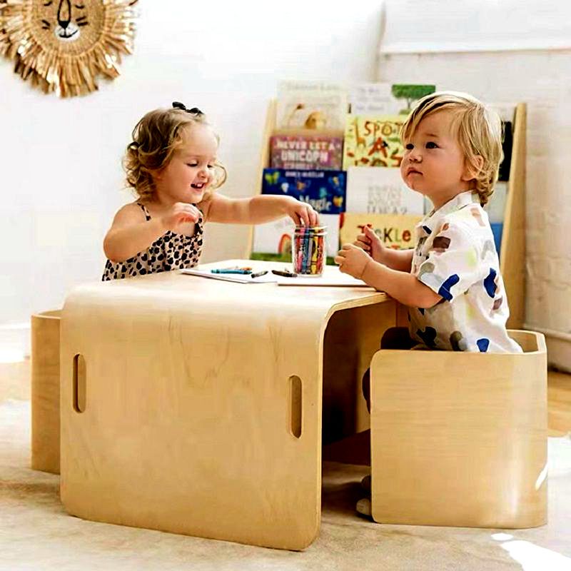 Children's Table and Chair Set Baby Multi-Functional Toy Game Learning Writing Table Kids Desk Toddler Solid Wood Table
