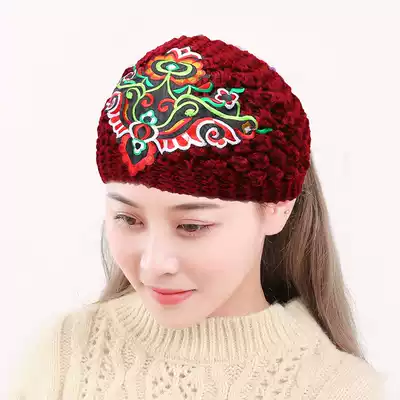 Original handmade wool hair band hat children ethnic style embroidered headgear Chinese style embroidery white hair hoop headgear