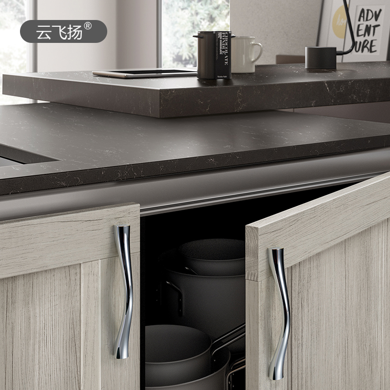 Yunfeiyang modern minimalist bright chrome handle Nordic bright chrome brushed cabinet door wardrobe drawer furniture handle