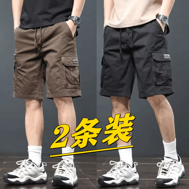 American-Style Pure Cotton Work Shorts for Men, Summer Loose Casual Mid-Length Pants, Trendy Men's Casual Five-Point Multi-Pocket Pants