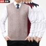 Mùa thu và mùa đông Ordos City vest nam cổ chữ V không tay đan áo len vest nam áo len cashmere vest đen nam