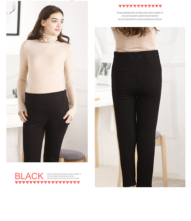 Bà bầu mặc quần ấm mùa thu đông 2018 Quần legging mới mặc rộng bụng nâng bụng đen cộng với quần nhung quần bầu cotton