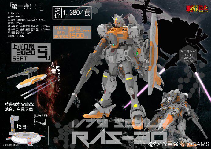 戰甲強化高達拼裝模型1:72 RODAMS GP03D RAS-30 大冰箱揹包機甲-Taobao