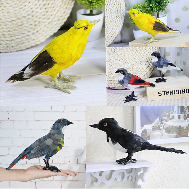 Children's Toys dress Home Wine Emulation Animals Small Birds Decorative Swing Adornment of the Yellow-Oriole Magpie Cuckoo-Biru Bird Handicraft