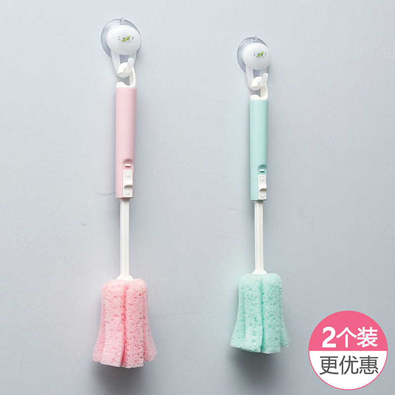 Retractable handle sponge brush bottle brush Cup brush Bottle brush Anti-bacteria anti-odor color random