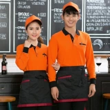 Ресторан быстрого питания ресторан Официант Официант с длинным рукавом T -Форнарный