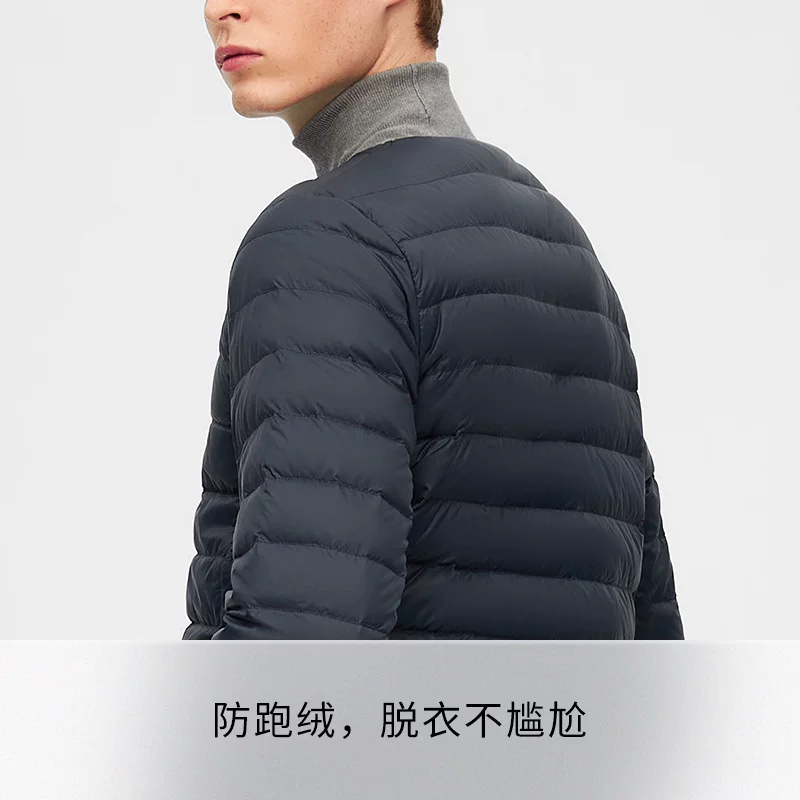 Men's demi-season light and thin keep warm down jacket with down