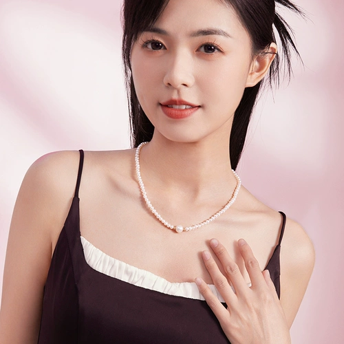 Ожерелье из жемчуга T Saturday Lucky Yellow из 18-каратного жемчуга 𫔀 Украшение для шеи из пресноводного жемчуга Французский элегантный китайский подарок для девочек на День святого Валентина