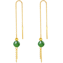 Saturday Fu Hetian Jade Earrings Gold Inlaid Jade Jasper Green Edge Earrings Official Flagship Store Chinese Valentines Day Gift