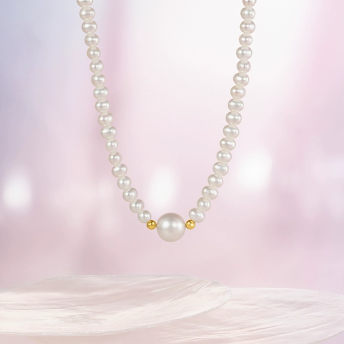 Ожерелье из жемчуга T Saturday Lucky Yellow из 18-каратного жемчуга 𫔀 Украшение для шеи из пресноводного жемчуга Французский элегантный китайский подарок для девочек на День святого Валентина