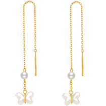 Saturday Fu Hetian Jade Earrings Gold Inlaid Jade White Jade Butterfly Love Earrings Official Flagship Store Chinese Valentines Day Gift